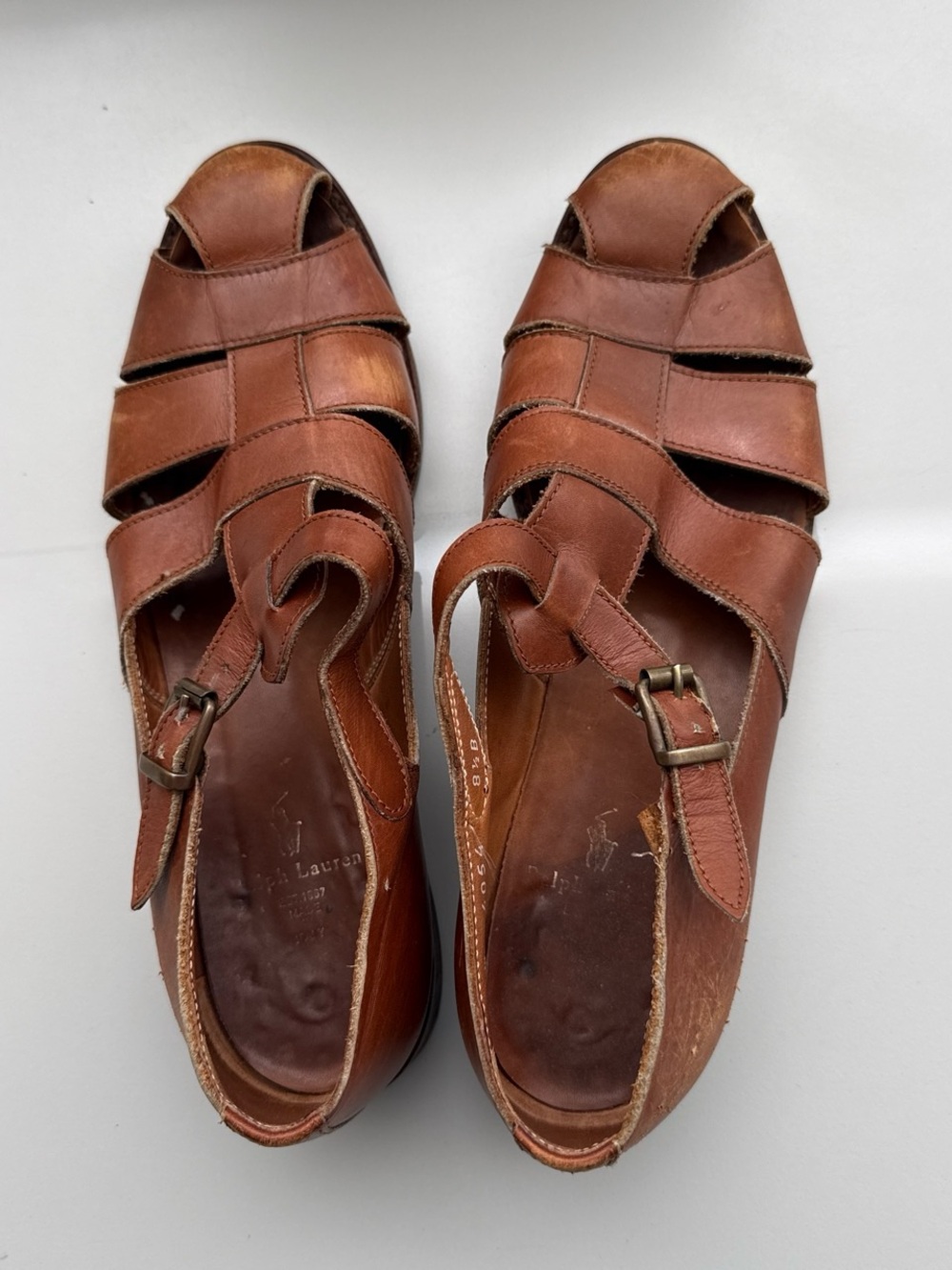 Vintage 90s Ralph Lauren Leather Fisherman Sandals 8.5B